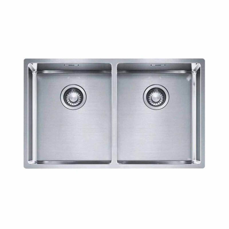 FRANKE Double Bowl S/s Kitchen Sink C/w Waste Fittings Size:782x450x200mm BOX220-36-image 1