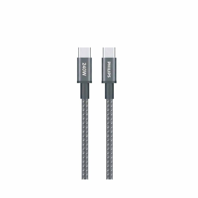 PHILIPS Sync & Charge Cable C To C - 1 Meter Max 5a (240w) Black Braided 480 Mbps DLC7030C/00-image 3