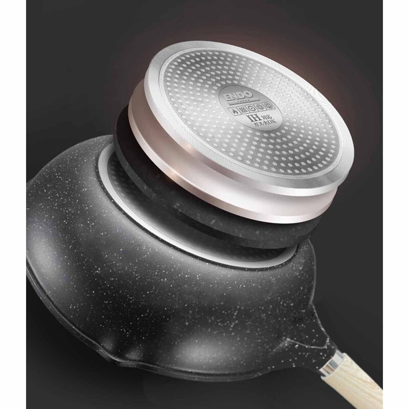 ENDO Ganseki 28cm I.h. Die Cast Wok Pan + Lid E-GSK-28WP-image 2