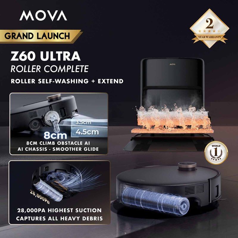 MOVA Z60 Ultra Roller Complete Robot Vacuum Cleaner MV-Z60ULRLCOM-BK-image 9
