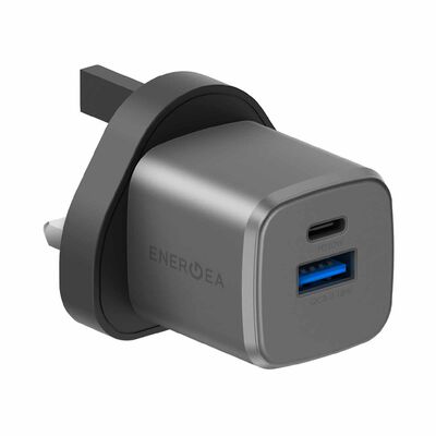 ENERGEA Ampcharge Gan20, 1c1a Pd/qc3.0 Wall Charger,20w (uk) - Gunmetal CHR-AC-GAN20UK