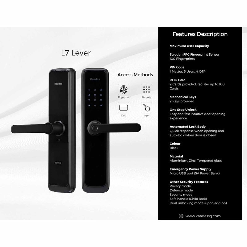 KAADAS Lever Handle Mortise Door Lock With Dual-unlocking Feature L7 BLACK-image 7