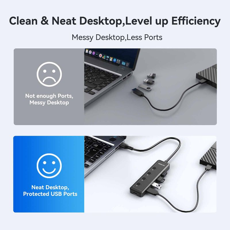 MOKIN 5 In 1 Usb A To 4*usb A3.0+usb-c Dc Hub MK-MOUC5708-image 8