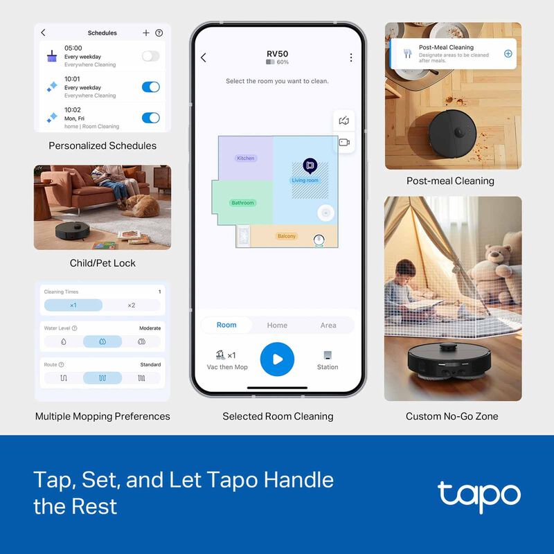 TP LINK Robot Vacuum & Mop + All-in-one Dock TAPO RV50 OMNI-image 3