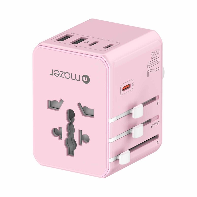 MAZER Infinitetravel 3c/2a Usb Pd70w + 3xac International Travel Adapter - Pink M-TC270-PK-image 4