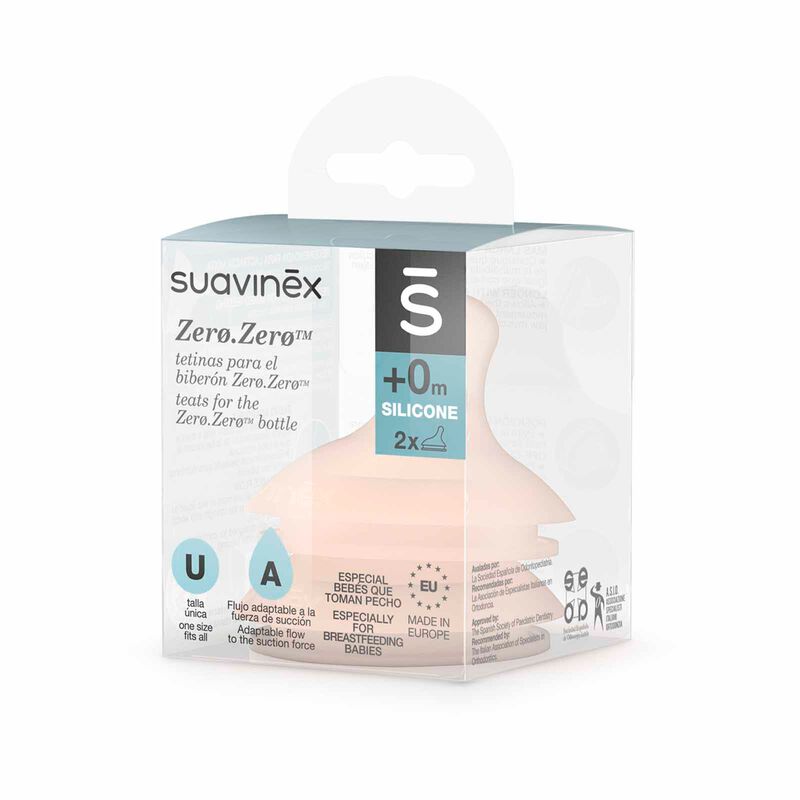 SUAVINEX Silicone Teat X 2 - Adaptable Flow 0m+ (online) ZERO ZERO-image 4