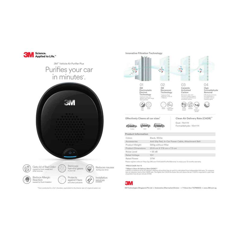 3M Smart Vehicle Air Purifier Plus Black PN38816-image 4