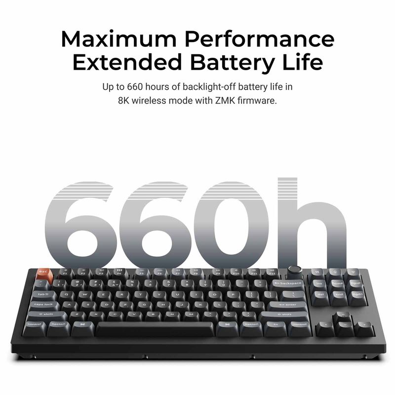KEYCHRON V3 Ultra 8k 80% 87 Key Black Knob Rgb Hot-swap Silk Pom Red Switch KYCN-V3U-D1-image 7
