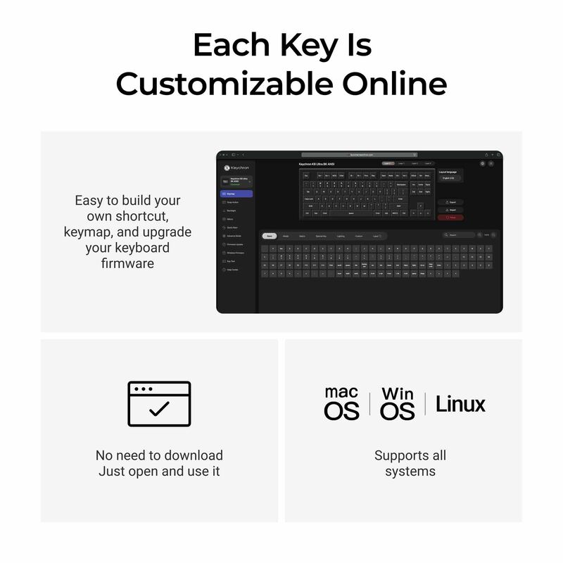 KEYCHRON K8 Ultra 8k 80% 87 Keys Black Rgb Hot-swap Apex Banana Switch KYCN-K8U-J4-image 7
