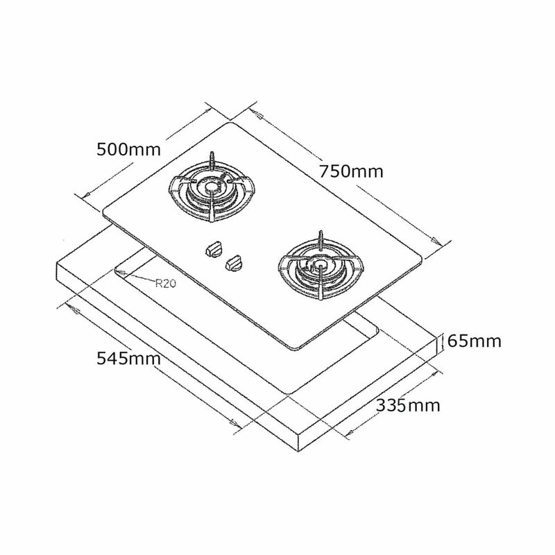 TECNO 75cm 2 Burners Glass Hob (exclude Installation) T 28TGSV MT/BK-image 2
