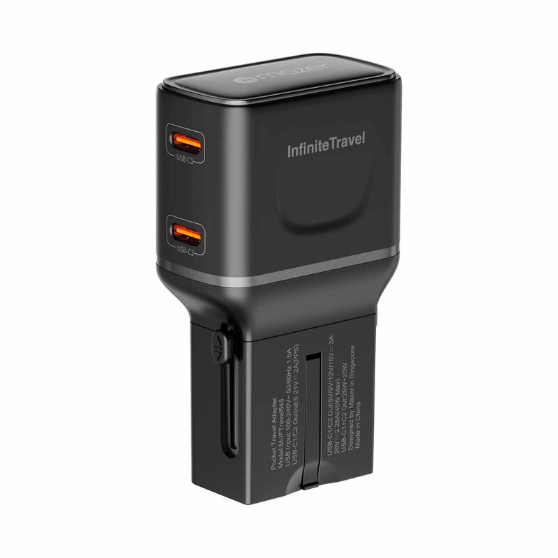 MAZER Infinitetravel Pocket Gan Pd45w 2c Travel Charger-black M-IFTRAVEL545-BK-image 1