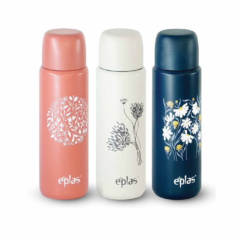 EPLAS 316 Stainless Steel Thermos Flask With Contemporary Prints (550ml) - Brick Red EVS-550-image 2
