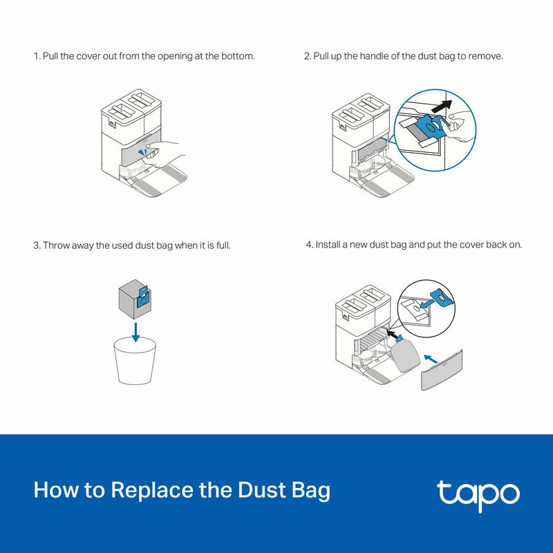 TP LINK Tapo Robot Vacuum Disposable Dust Bag (5pcs) - For Rv50 Pro Omni TAPO RVA210-image 3