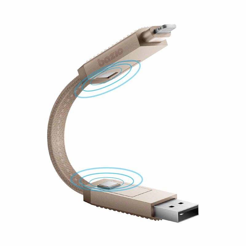 BAZIC Gocharge Alucable, 4 In 1 Aluminium Charging Cable With Usb A/c Input And Usb C/lightning Output. Pd CBL-GC4N1-GLD015-image 4