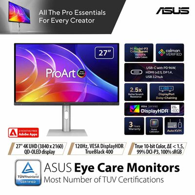 ASUS 26.5in Proart Uhd 240hz Qd-oled Monitor PA279CDV