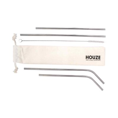 HOUZE Stainless Steel Straw Set Of 4 (steel) KN-6111-STEEL
