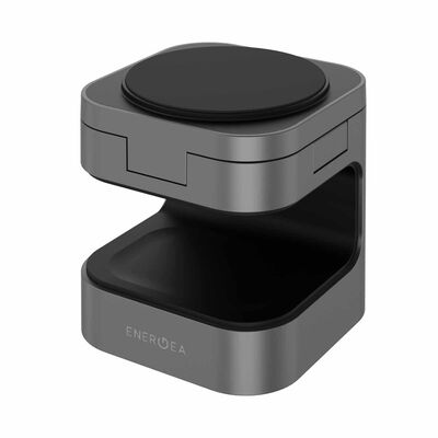 ENERGEA Magcube, 3in1 Foldable Qi2.0 Magnetic Fast Wireless Charger - Gunmetal Black MAG-CUBE-GUN