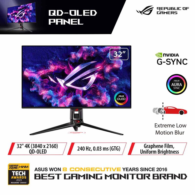 ASUS 32in Rog Swift Oled Uhd 240hz Gaming Monitor PG32UCDM-image 1