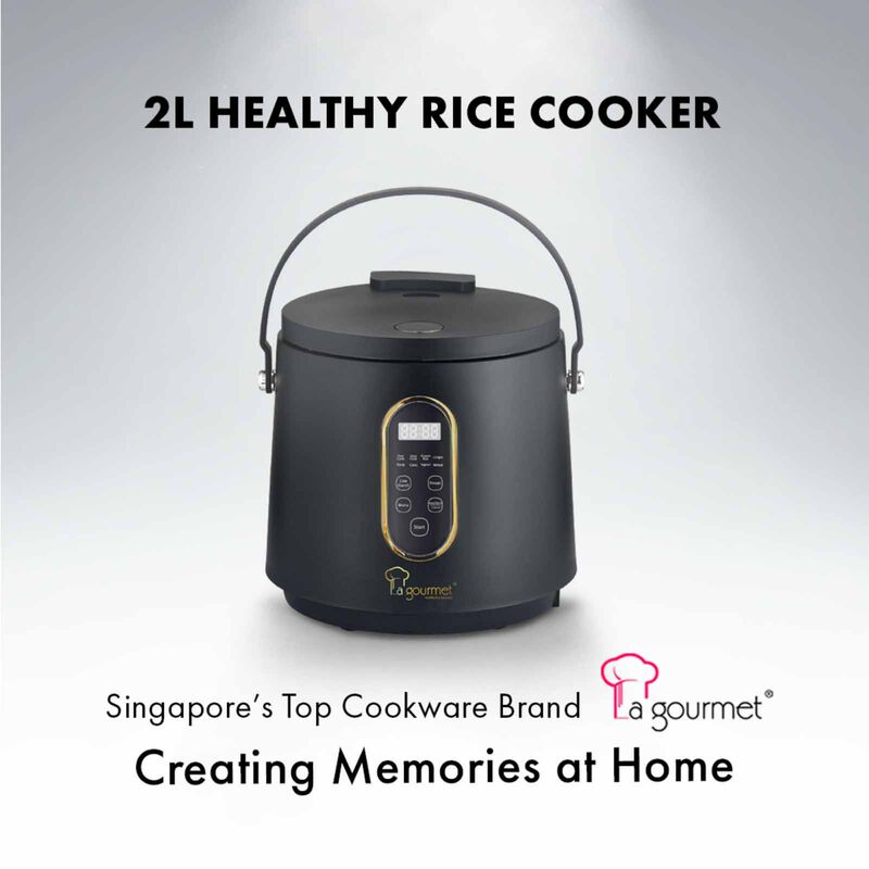 LA GOURMET 2.0l Healthy Rice Cooker - Coal Black LGELRC410764-image 2