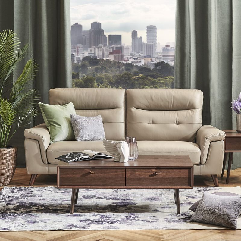 3 Seater (fl) C15 Stone Full Leather Sofa NEW BECCA-image 7