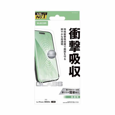 ELECOM Iphone 17 Air Glass Film Shockproof High Transparency PM-A25BFLGZ