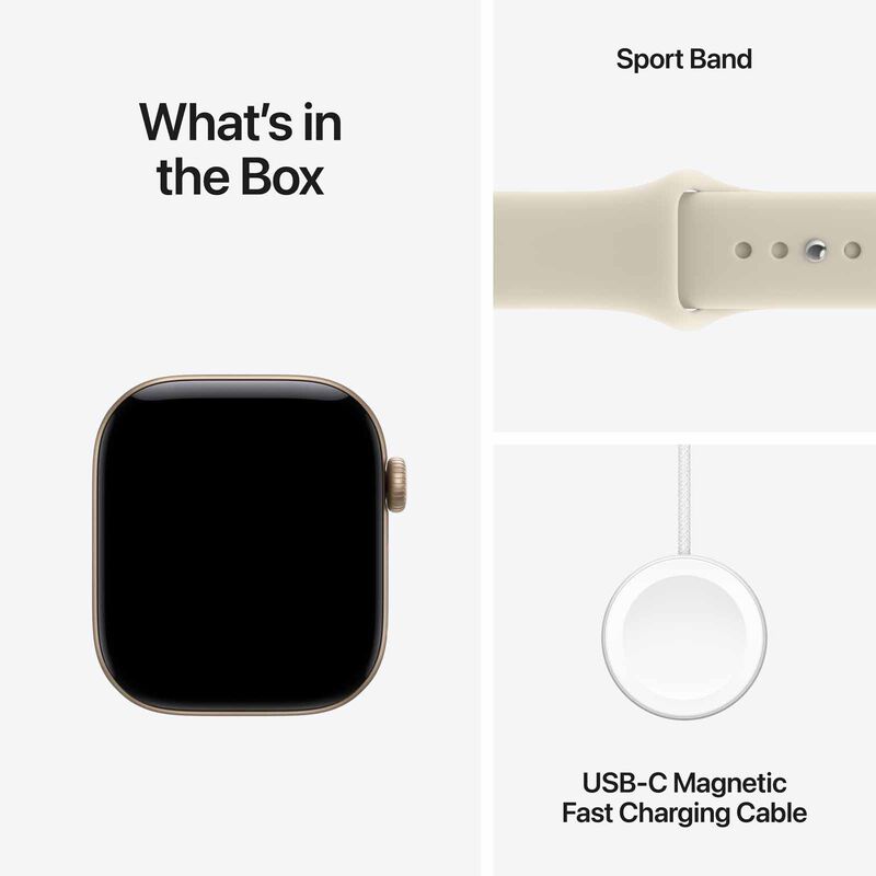 APPLE Watch Series 12 Gps 42mm Light Gold Aluminium Case With Sand Sport Band - M/l MJEE4X/A-image 3