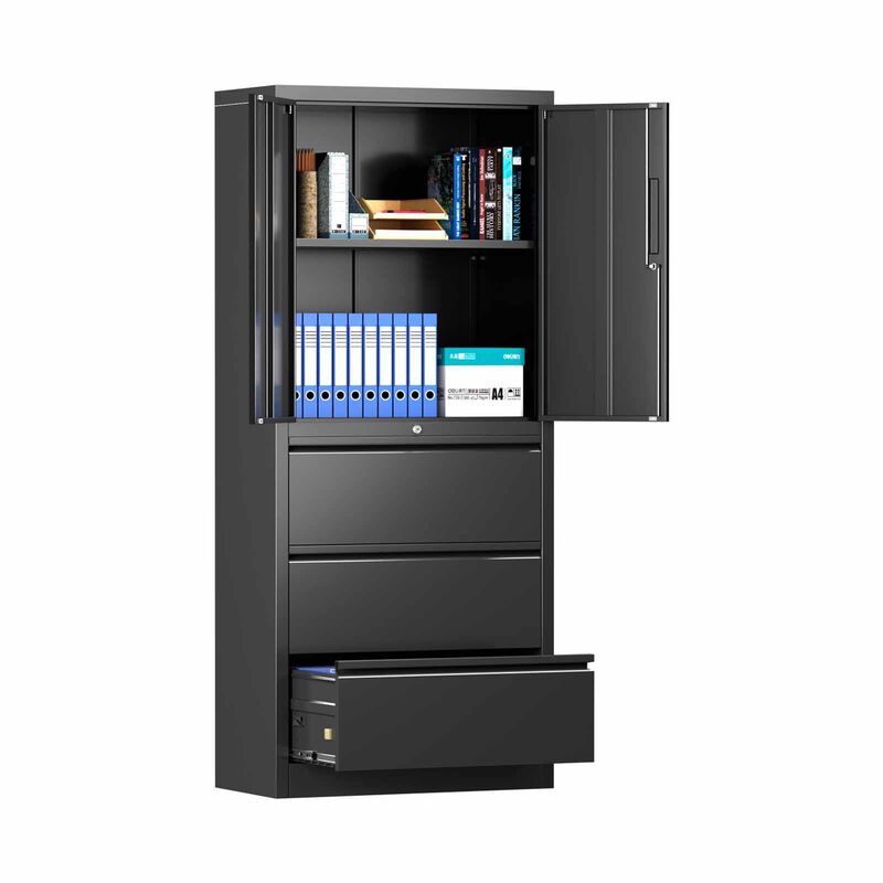 STEELCRAFT Filex Tall Storage Cabinet 2 Doors + 3 Drawers76 X 38 X 178 H Cm FILEX-image 7