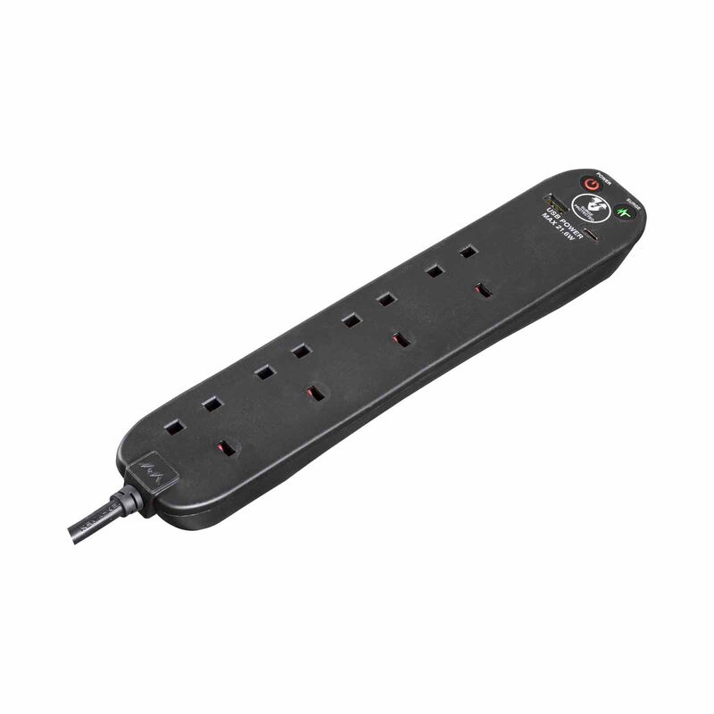MASTERPLUG Surge Extension Lead 4 Socket, Fast Charge Usb A & C Black SRGUAC2242NB-image 4