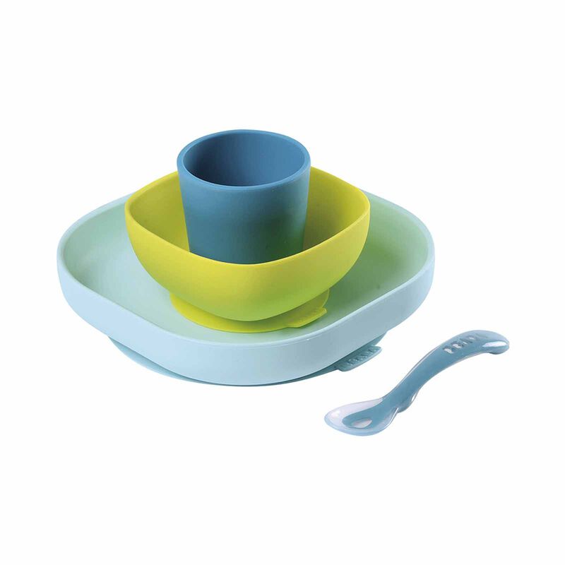 BEABA Suction Meal Set - Blue (online) SILICONE-image 1
