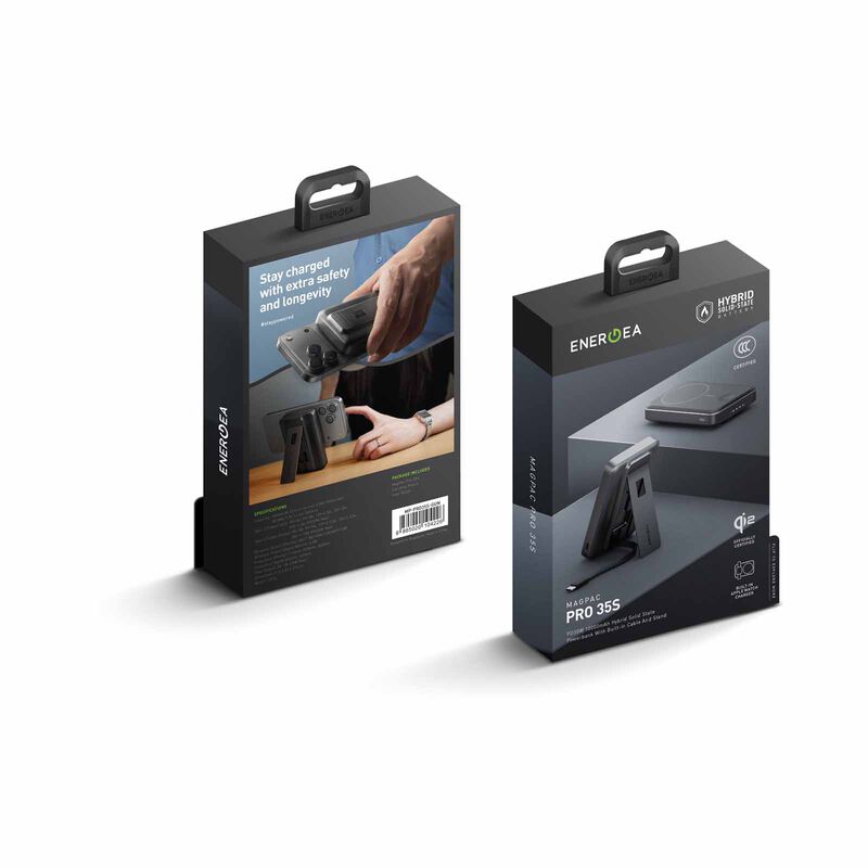 ENERGEA Magpac Pro 35s, 10000mah Semi Solid State Qi2 Powerbank With Built-in Cable And Stand Pd35w - Gun/bl MP-PRO35S-GUN-3C-image 6