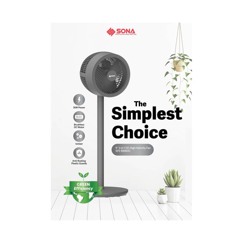 SONA 9 In Dc Stand Fan -black SFS9006DC-image 6