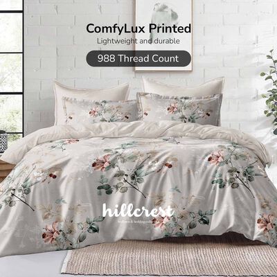 HILLCREST Hillcrest I Comfylux Printed 988tc I Red Whisper Single Fitted Sheet ( Oe ) 7467 - A I S I FS I NEWDAWN