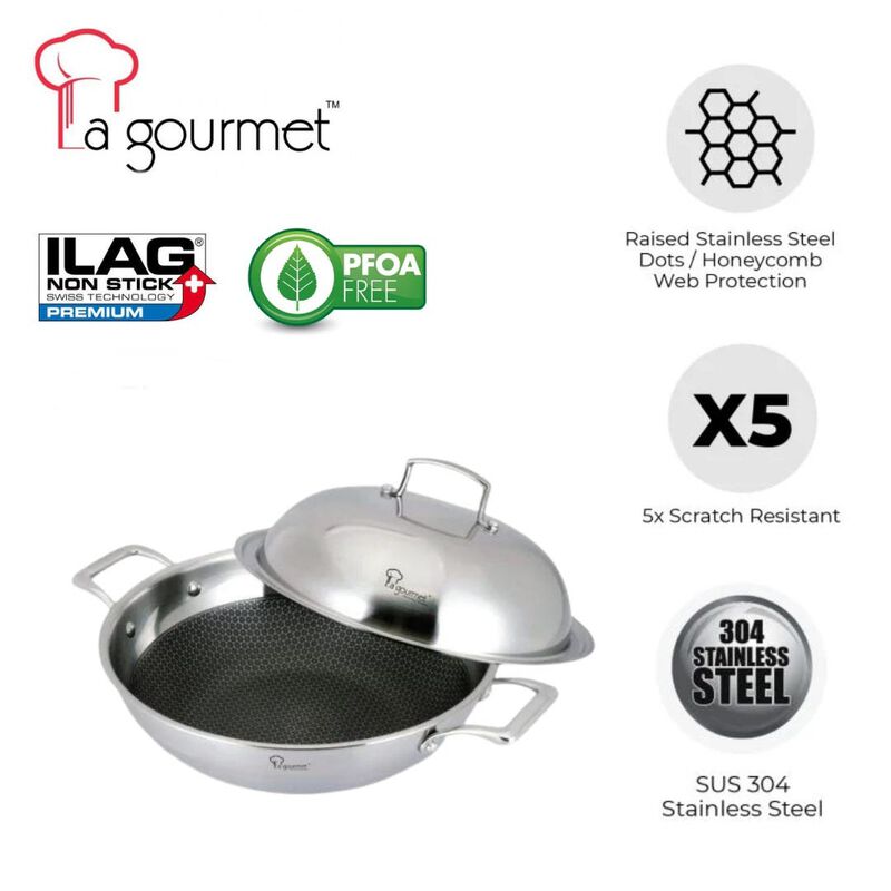 LA GOURMET Galactic Honeycomb 36cm Wok With Stainless Steel Cover (induction) LGGC342942-image 1