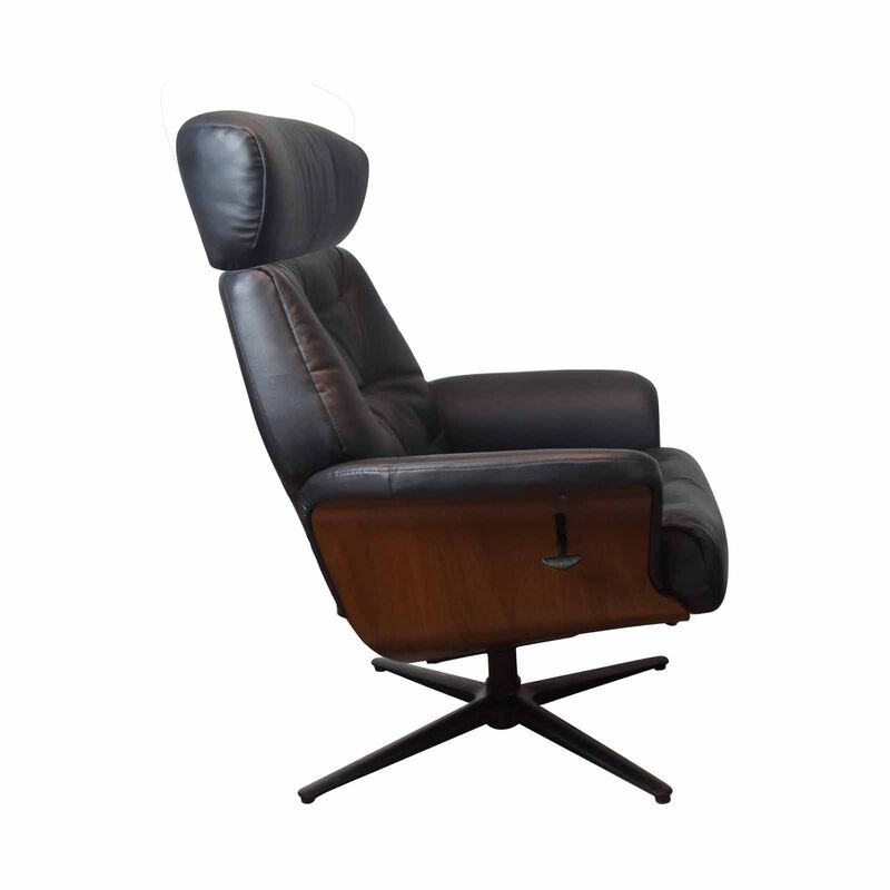 Recliner With Ottoman (hl) Black Half Leather Recliner GRANDE-image 2