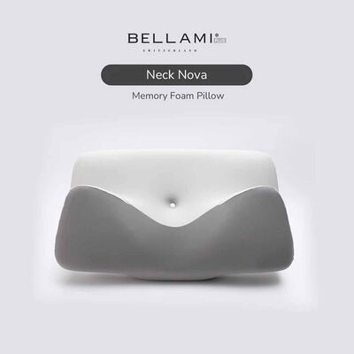 BELLAMI PL Neck Nova Memory Foam Pillow With Cover - Light Grey + Dark Grey NECK NOVA