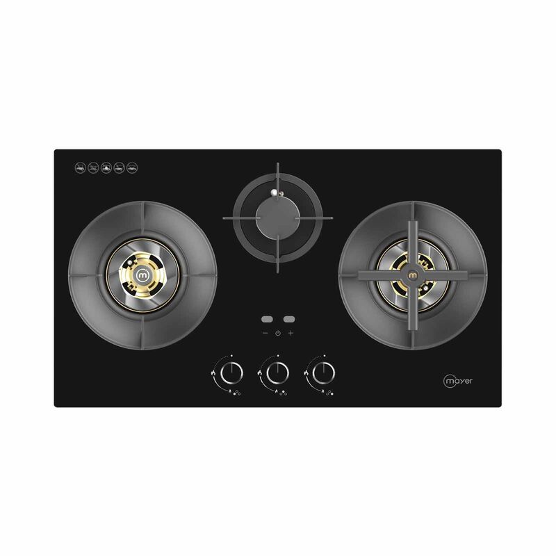 MAYER 78cm 3 Burner Gas Hob - Glass Black (lpg/pub) (exclude Installation) MMGH378HI-image 1