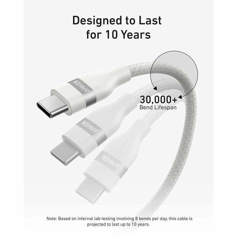 ANKER Upcycled-braided C To C Cable 3ft 240w White A82E2H21-image 2