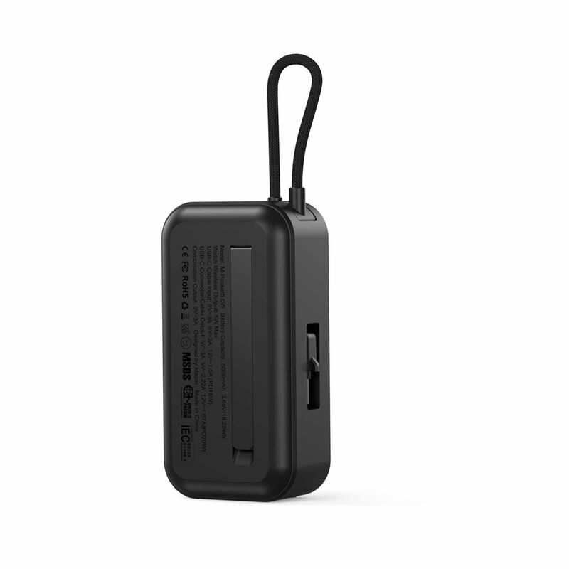 MAZER Pocketmini 5000mah/built-in Cable+apple Watch Charging+stand/pd20w Power Bank - Black M-POCKET5.0W-BK-image 6