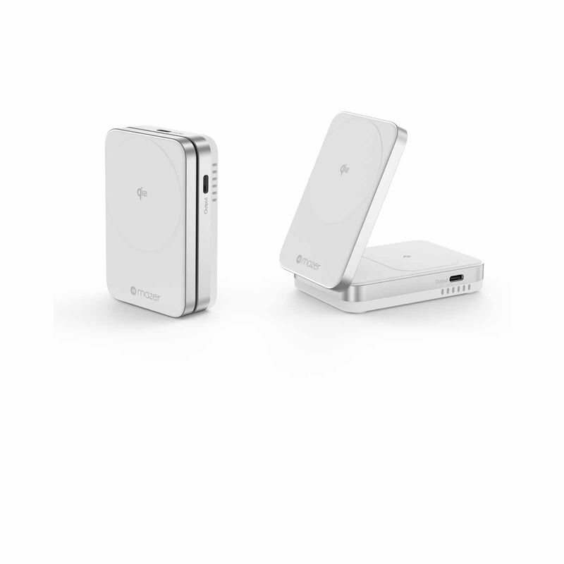 MAZER Qi2 Certified 32w Wireless Foldable 2in1+usb-c Pd12w Output Charger - White M-QI2-MAGFOLD02-WH-image 1