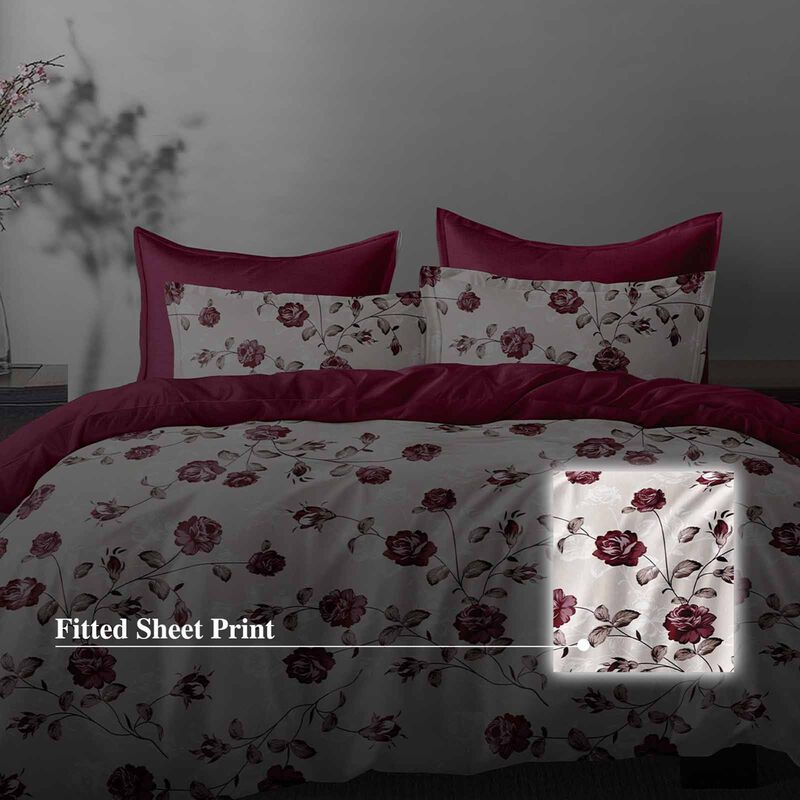 HILLCREST Hillcrest I 988tc Comfylux I Printed I Queen Fitted Sheet Set I Crimson ( Oe ) 7469 - B I Q I FS I CRIMSON-image 4