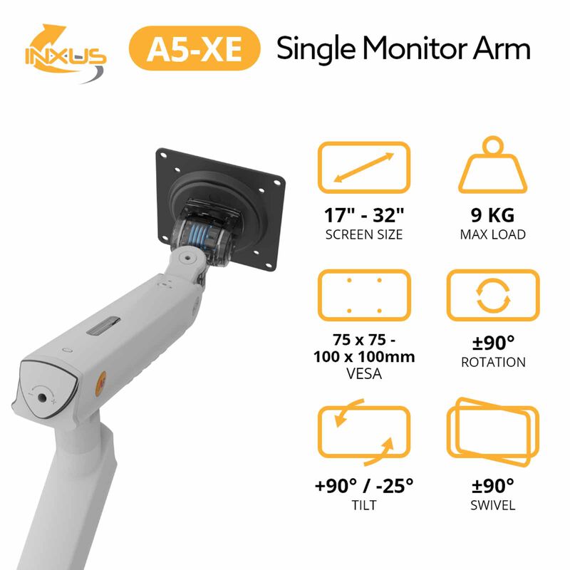 NORTHBAYOU Monitor Arm Fits 17-32 Inches, Hold 2-9 Kg Vesa 75 X 75 / 100 X 100 A5-XE (WHITE)-image 2