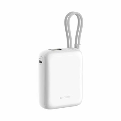 MAZER Powercharge Nano Duo 10,000mah Pd35w With Built-in C-cable X2 Powerbank - White M-PC35CC-WH