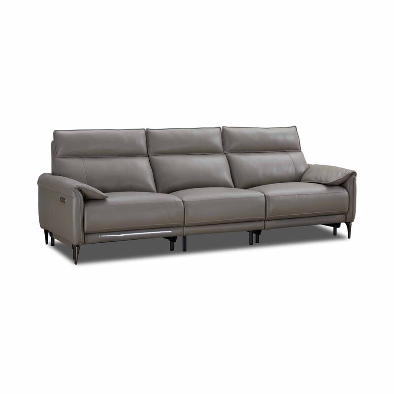 MUZE 3rr Seater (fl) Cat B Grey Full Leather Sofa MAUDE-image 2
