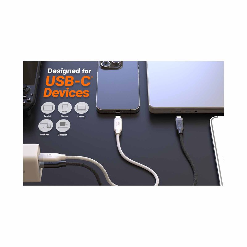 J5CREATE Usb-c 10gbps/60w Ultra Soft Double-braided Fast Charging Cable (white) JUCX19L12W-image 8