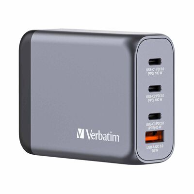 VERBATIM Gan Charger 4 Port 100w Usb A/c (eu/uk/us) VM32202