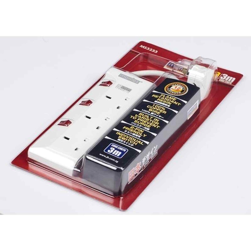 MORRIES 3 Way 3m Extension Cord W/surge Protector MS3233-3M-image 2