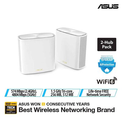 ASUS Wifi6 Dual Band Ax5400 Aimesh Mesh Router 2pk White XD6 (WHITE 2-PK)