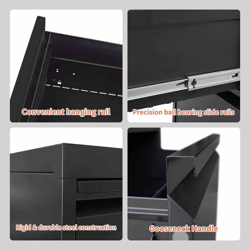 STEELCRAFT Filex 3 Drawer Filing Cabinet Black38 X45x 103 H FILEX-image 7