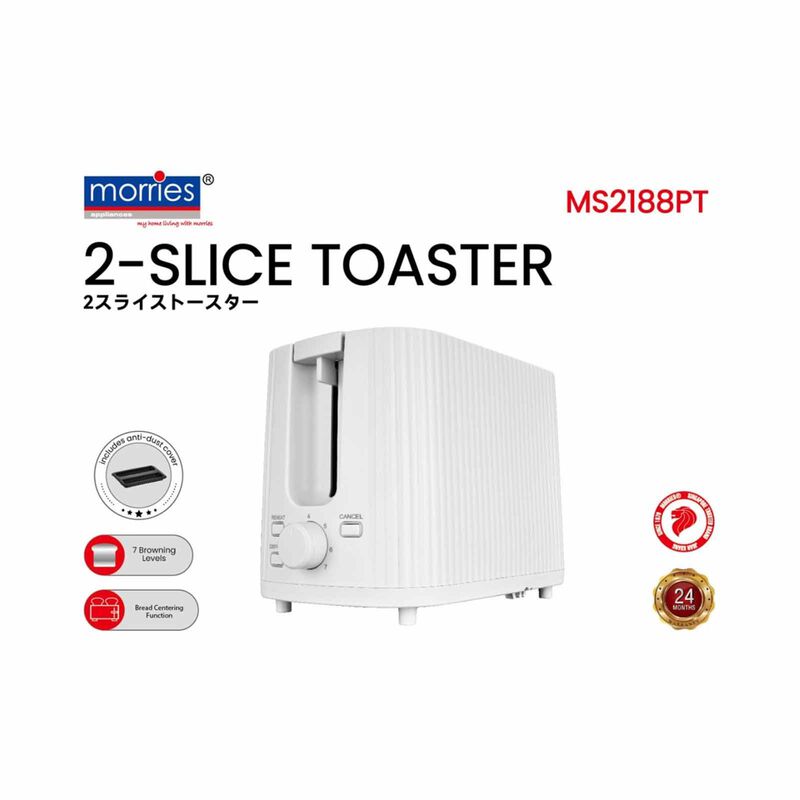 MORRIES 2 Slice Toaster With Dust Cover MS-2188PT-image 3