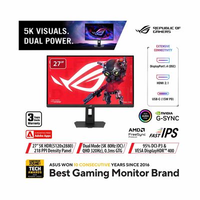 ASUS 27in Rog Strix 5k 80hz Ips Monitor XG27JCEG